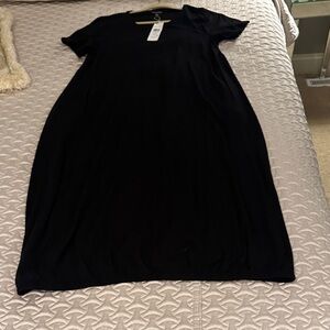 Fine Jersey Lantern Dress.  Eileen Fisher Black Lantern Dres